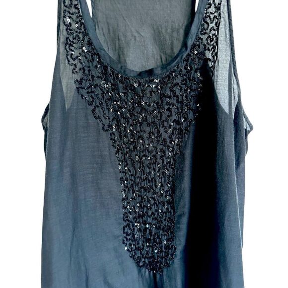 Paradise Shop Black Sequin Sheer Racerback Tank Top - Picture 2 of 6